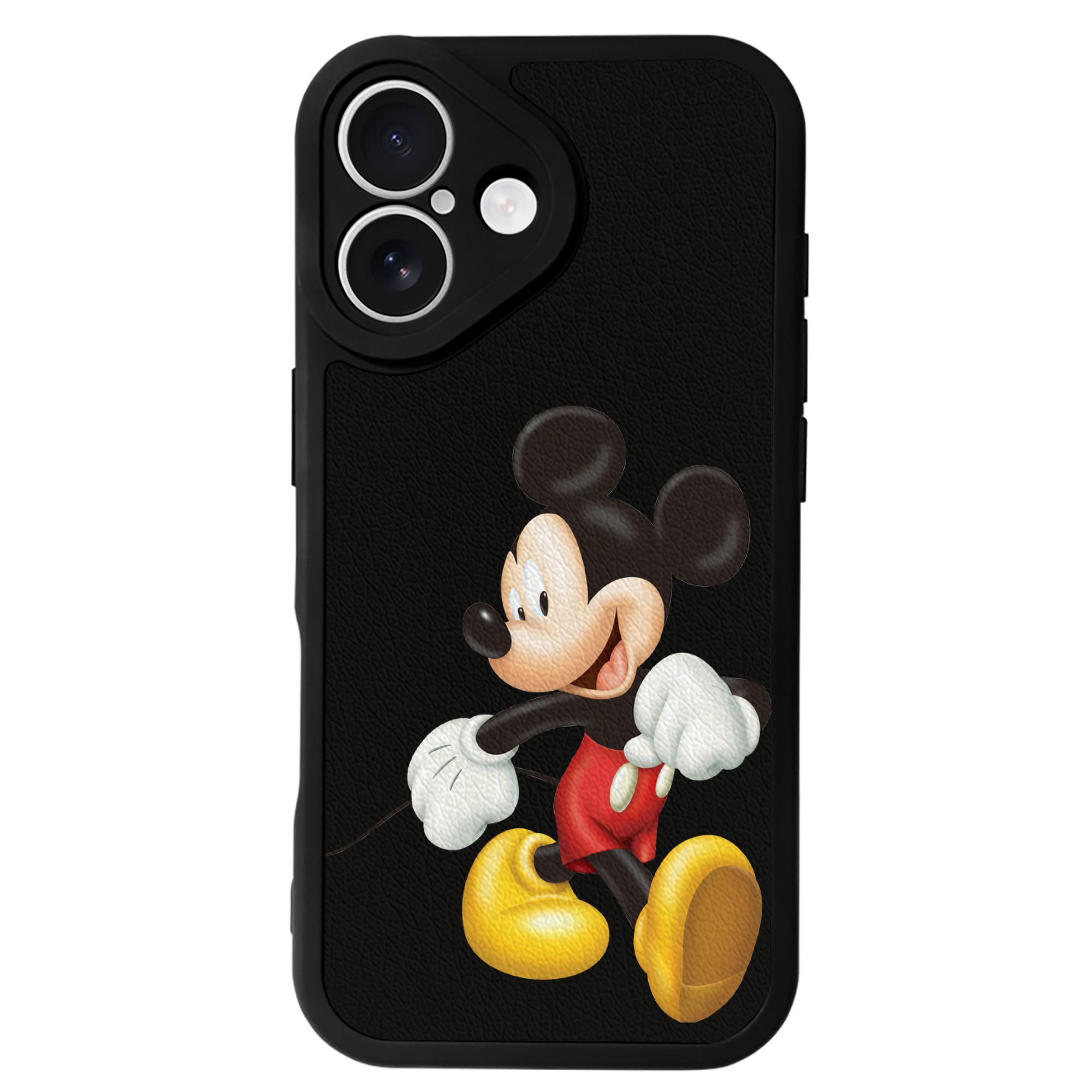 （画像用） ミッキーマウス Mickey Mouse 【iPhone 16シリーズ対応】シリコンスマホケース（レザー調） 材質：シリコン